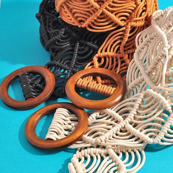 Urban Outfitters Woven Waxed Macrame Boho Bohemian Style Buckle Belt in 3 Colors - Picture 3 of 16